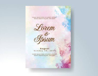 Suluboya düğün davetiyesi, davet için tasarım şablonu