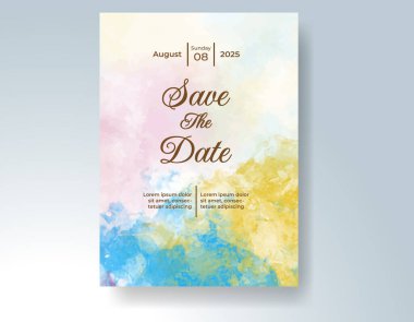 Suluboya düğün davetiyesi, davet için tasarım şablonu