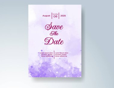 Suluboya düğün davetiyesi, davet için tasarım şablonu