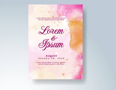 Suluboya düğün davetiyesi, davet için tasarım şablonu