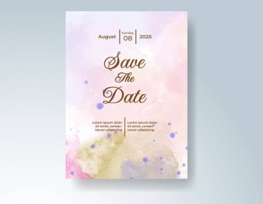 Suluboya düğün davetiyesi, davet için tasarım şablonu