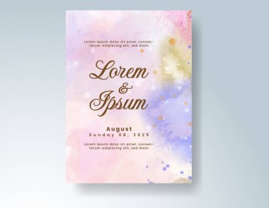 Suluboya düğün davetiyesi, davet için tasarım şablonu