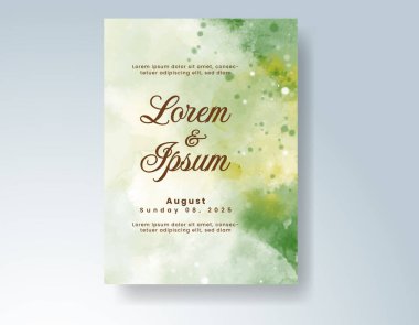 Suluboya düğün davetiyesi, davet için tasarım şablonu