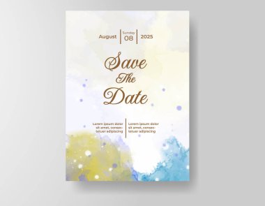 Suluboya düğün davetiyesi, davet için tasarım şablonu