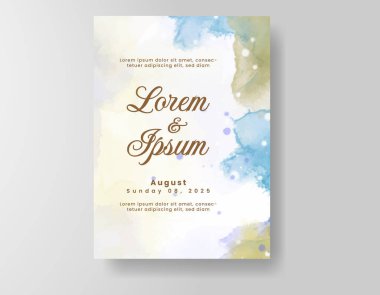 Suluboya düğün davetiyesi, davet için tasarım şablonu