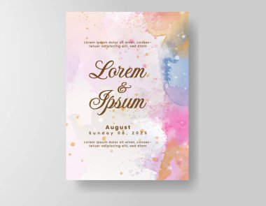 Suluboya düğün davetiyesi, davet için tasarım şablonu