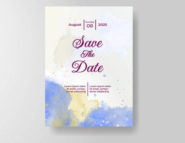 Suluboya düğün davetiyesi, davet için tasarım şablonu