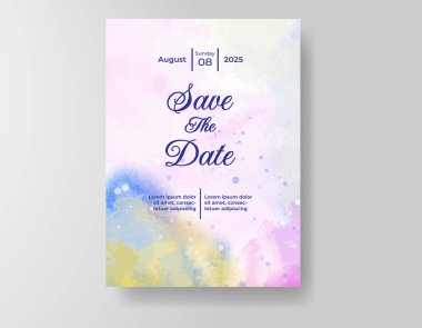 Suluboya düğün davetiyesi, davet için tasarım şablonu