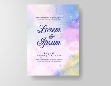 Suluboya düğün davetiyesi, davet için tasarım şablonu