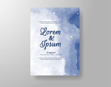 Soyut suluboya arkaplan içeren düğün davetiyesi