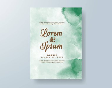 Soyut suluboya arkaplan içeren düğün davetiyesi