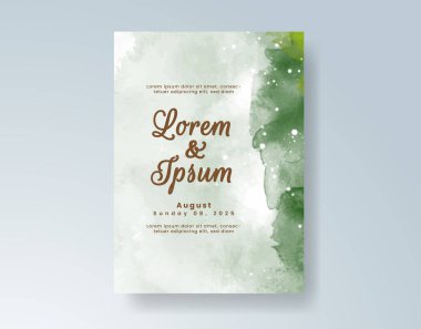 Soyut suluboya arkaplan içeren düğün davetiyesi