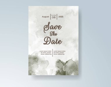 Soyut suluboya arkaplan içeren düğün davetiyesi