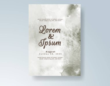 Soyut suluboya arkaplan içeren düğün davetiyesi