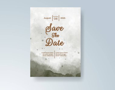 Soyut suluboya arkaplan içeren düğün davetiyesi