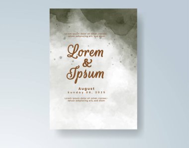Soyut suluboya arkaplan içeren düğün davetiyesi