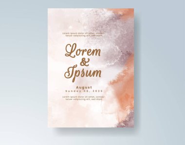 Soyut suluboya arkaplan içeren düğün davetiyesi