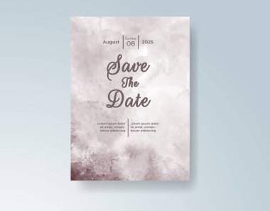 Soyut suluboya arkaplan içeren düğün davetiyesi