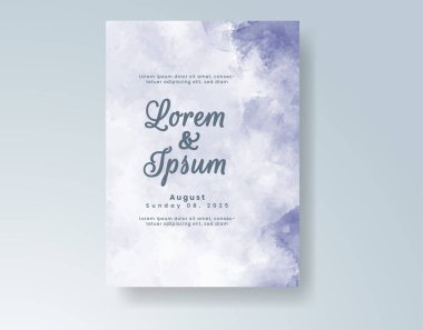 Soyut suluboya arkaplan içeren düğün davetiyesi