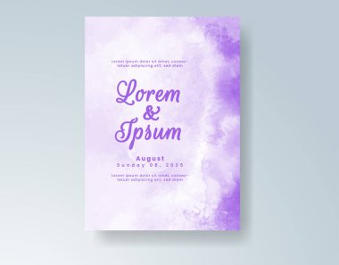 Soyut suluboya arkaplan içeren düğün davetiyesi