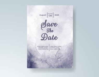 Soyut suluboya arkaplan içeren düğün davetiyesi