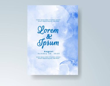 Soyut suluboya arkaplan içeren düğün davetiyesi