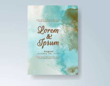 Soyut suluboya arkaplan içeren düğün davetiyesi