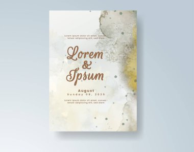 Soyut suluboya arkaplan içeren düğün davetiyesi