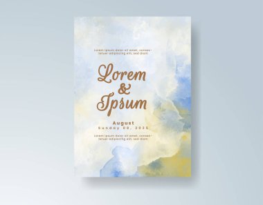 Soyut suluboya arkaplan içeren düğün davetiyesi