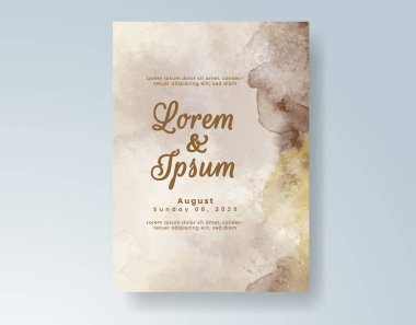 Soyut suluboya arkaplan içeren düğün davetiyesi