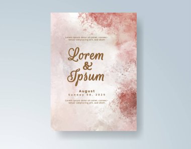 Soyut suluboya arkaplan içeren düğün davetiyesi