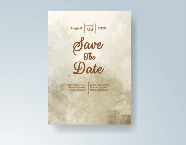 Soyut suluboya arkaplan içeren düğün davetiyesi