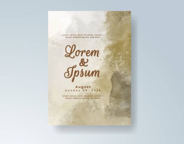 Soyut suluboya arkaplan içeren düğün davetiyesi