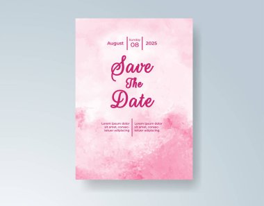 Soyut suluboya arkaplan içeren düğün davetiyesi