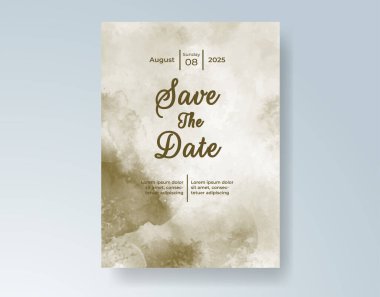 Soyut suluboya arkaplan içeren düğün davetiyesi