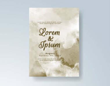 Soyut suluboya arkaplan içeren düğün davetiyesi