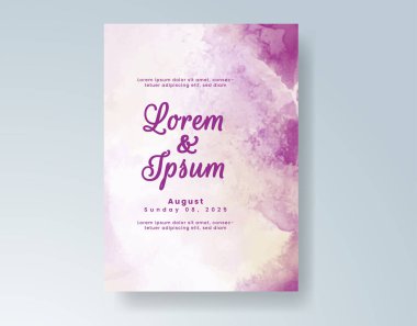 Soyut suluboya arkaplan içeren düğün davetiyesi