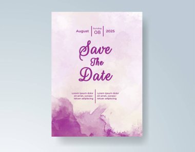 Soyut suluboya arkaplan içeren düğün davetiyesi