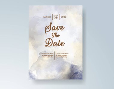 Soyut suluboya arkaplan içeren düğün davetiyesi