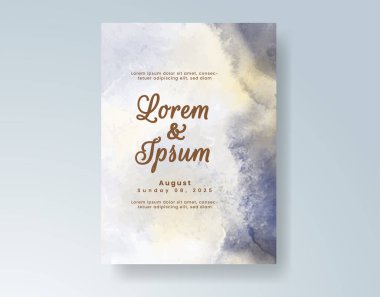 Soyut suluboya arkaplan içeren düğün davetiyesi