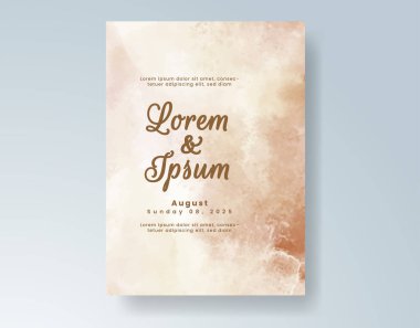 Soyut suluboya arkaplan içeren düğün davetiyesi