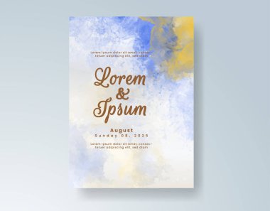 Soyut suluboya arkaplan içeren düğün davetiyesi