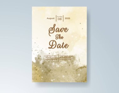 Soyut suluboya arkaplan içeren düğün davetiyesi