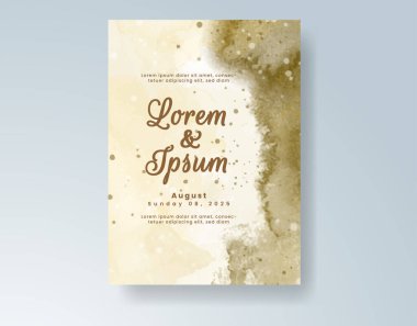 Soyut suluboya arkaplan içeren düğün davetiyesi