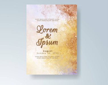 Soyut suluboya arkaplan içeren düğün davetiyesi