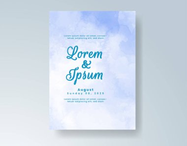 Soyut suluboya arkaplan içeren düğün davetiyesi