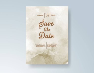 Soyut suluboya arkaplan içeren düğün davetiyesi