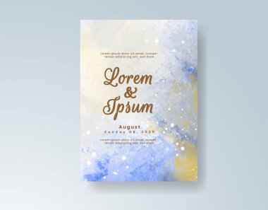 Soyut suluboya arkaplan içeren düğün davetiyesi