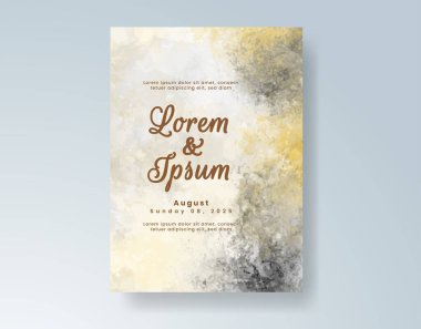 Soyut suluboya arkaplan içeren düğün davetiyesi