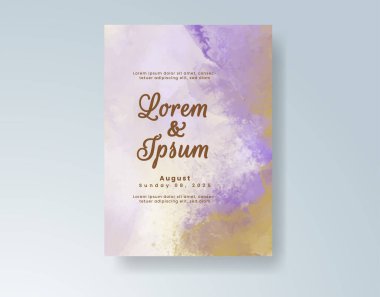 Soyut suluboya arkaplan içeren düğün davetiyesi